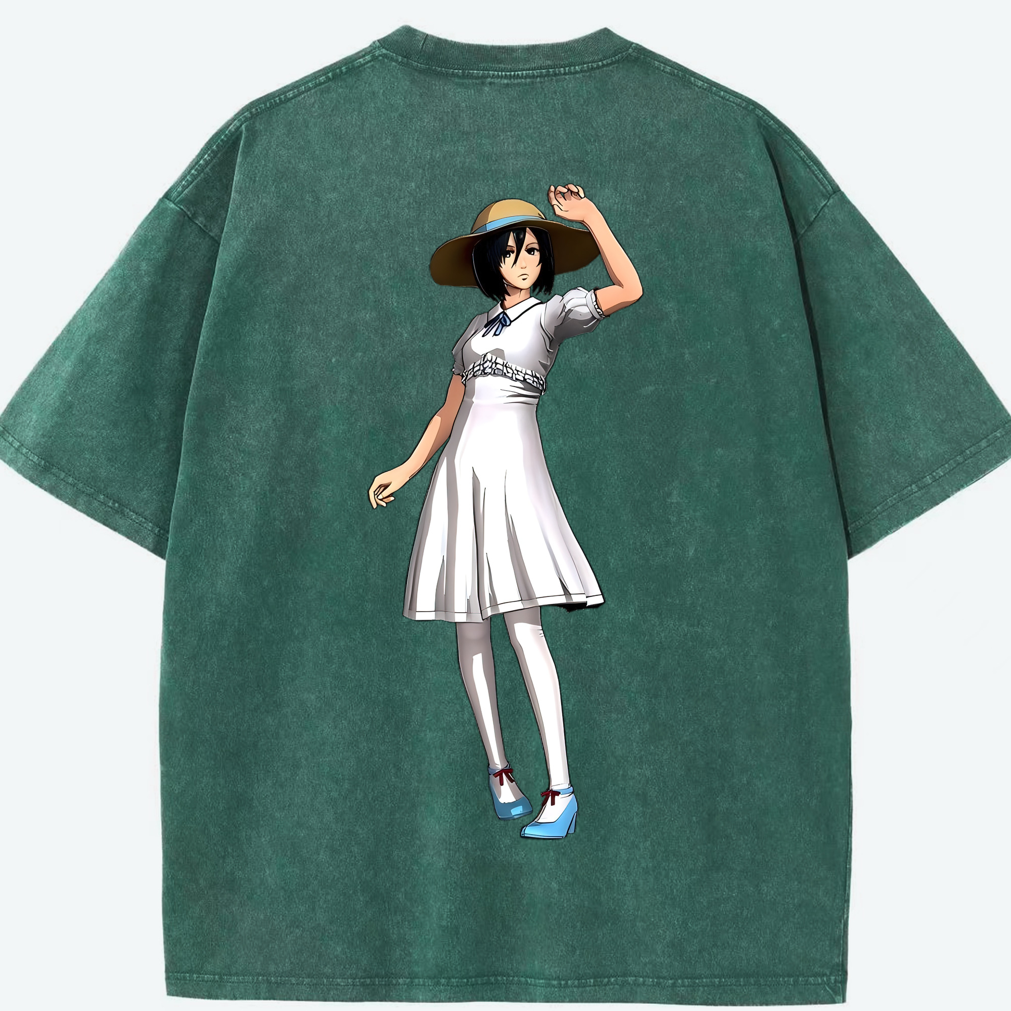 （画像用） 進撃の巨人 ミカサ·アッカーマン Attack on Titan Mikasa Ackerman 綿100% ヴィンテージ風 半袖Tシャツ（背面プリント）